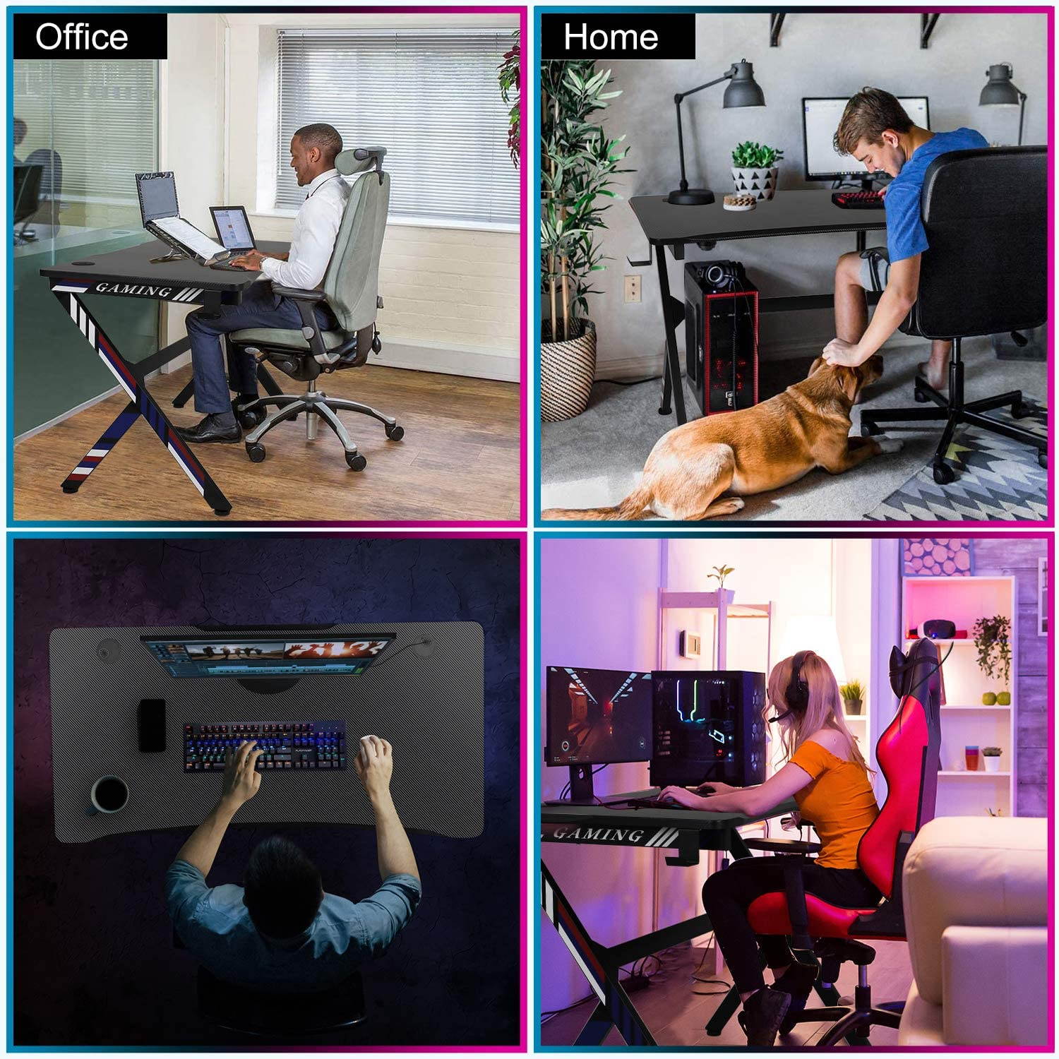 Gaming Desk,45 INCH R Shaped Gaming Table PC Computer Desk Home Office Desk for Men Women/Son (Black)