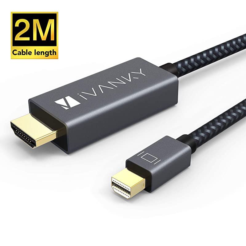 Mini DisplayPort to HDMI Cable  66ft Nylon Braided Optimal Chip Solution Aluminum Shell Thunderbolt to HDMI Cable for MacBook AirPro Surface ProDock Monitor Projector More Space Grey
