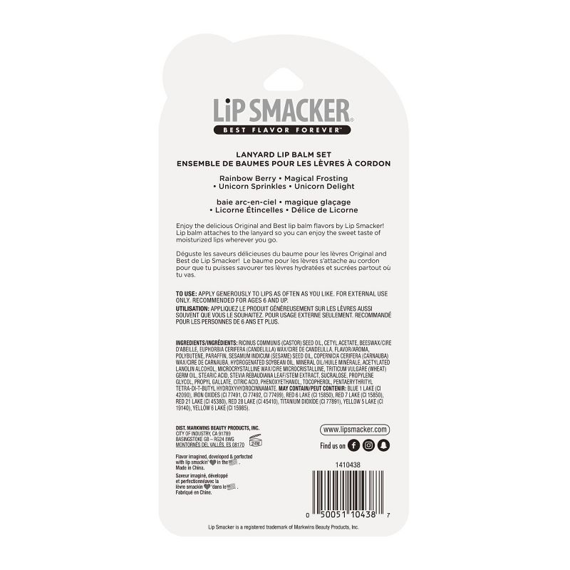 Lip Smacker Lanyard Lip Balm - Unicorn - 4pc/0.56oz