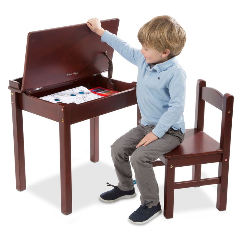 Melissa & Doug Wooden Child's Lift-Top Desk and Chair - Honey