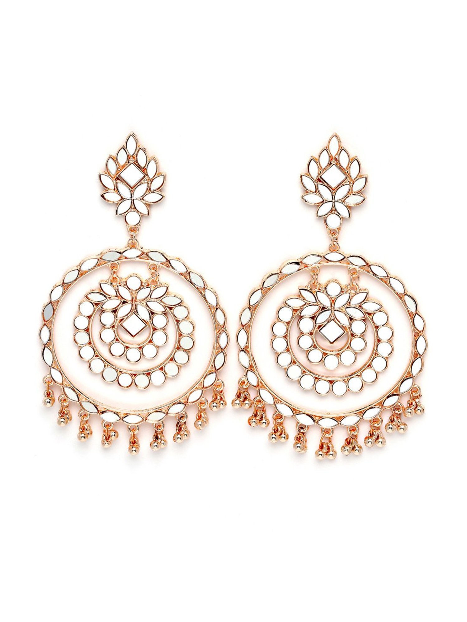 Karatcart Rose Gold-Plated Mirror Dangler Earrings for Women