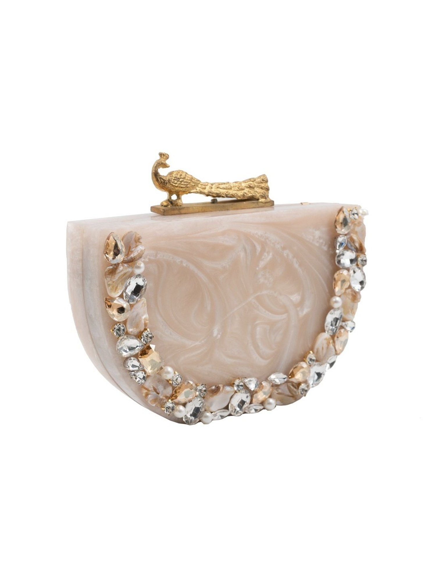 Sugarcrush Beige Luxury Studded Small Clutch