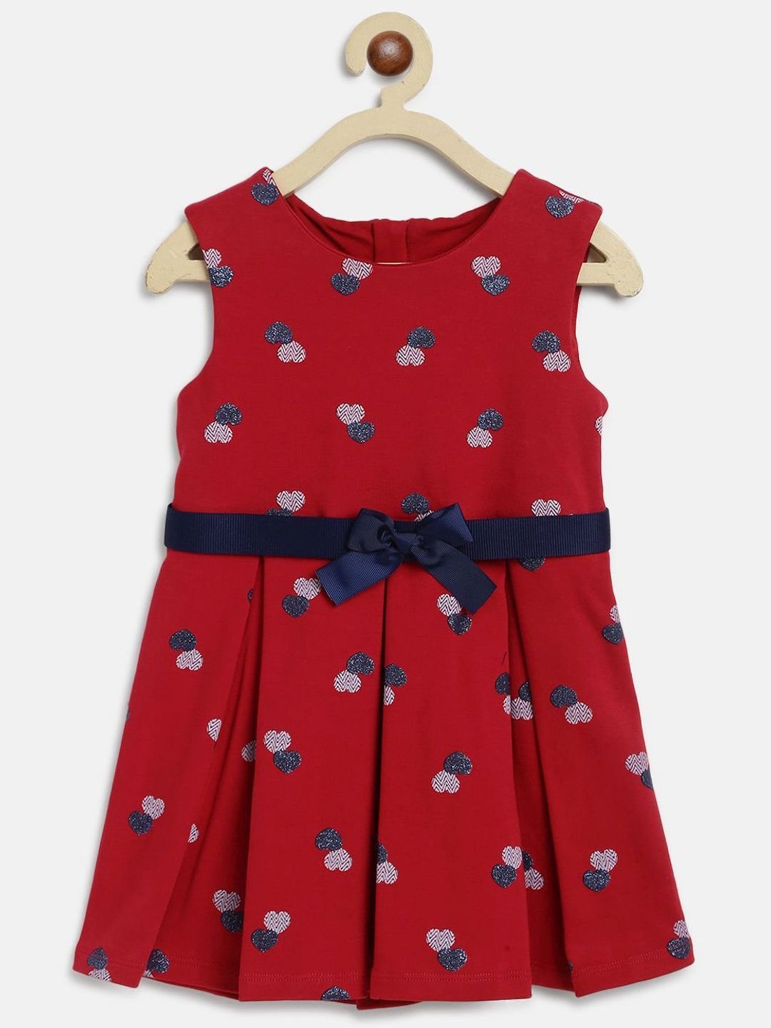 Chicco Kids Red & Blue Cotton Printed Dress