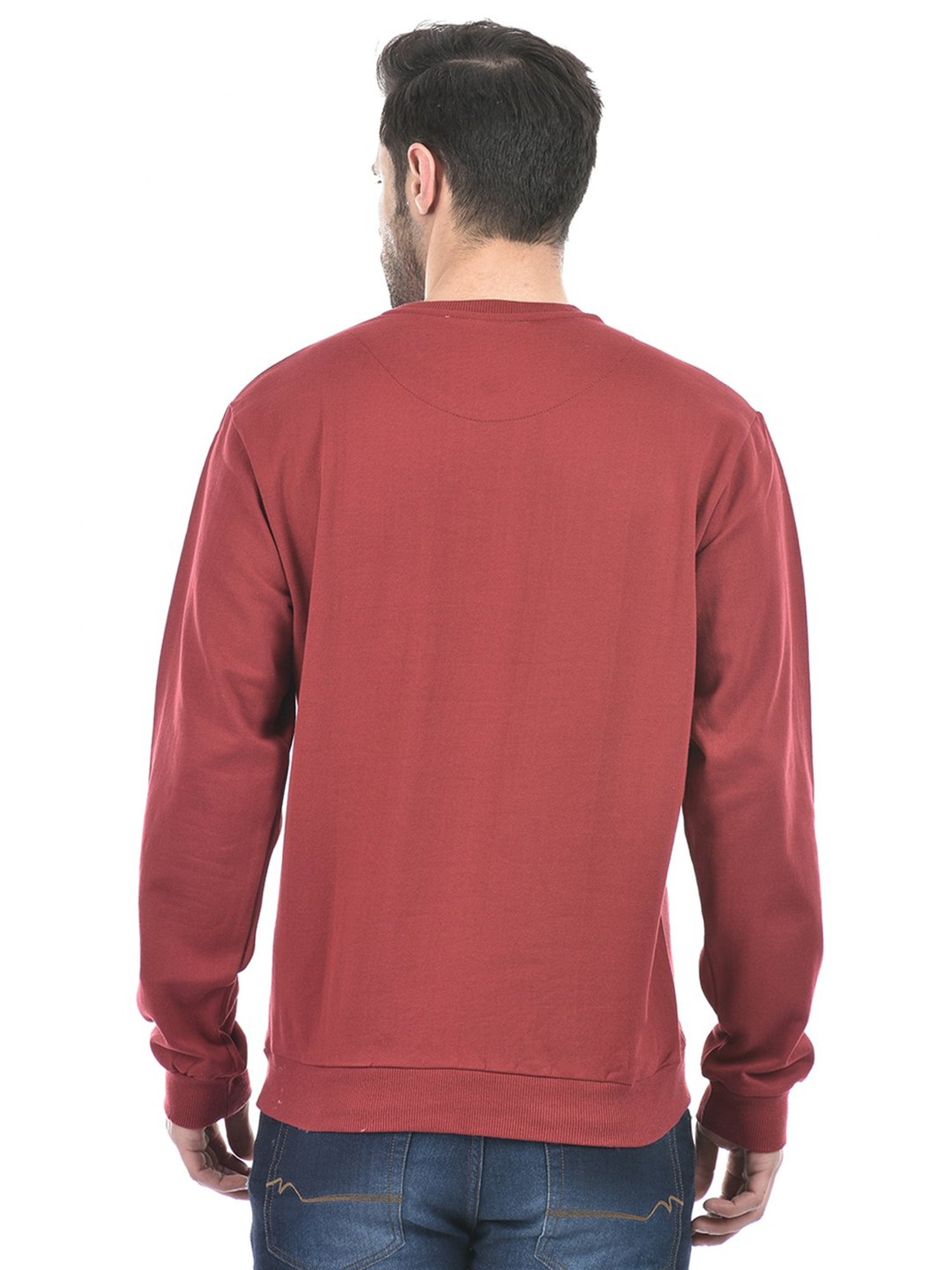 Lawman Pg3 Maroon Regular Fit Self Design Cotton Sweatshirt