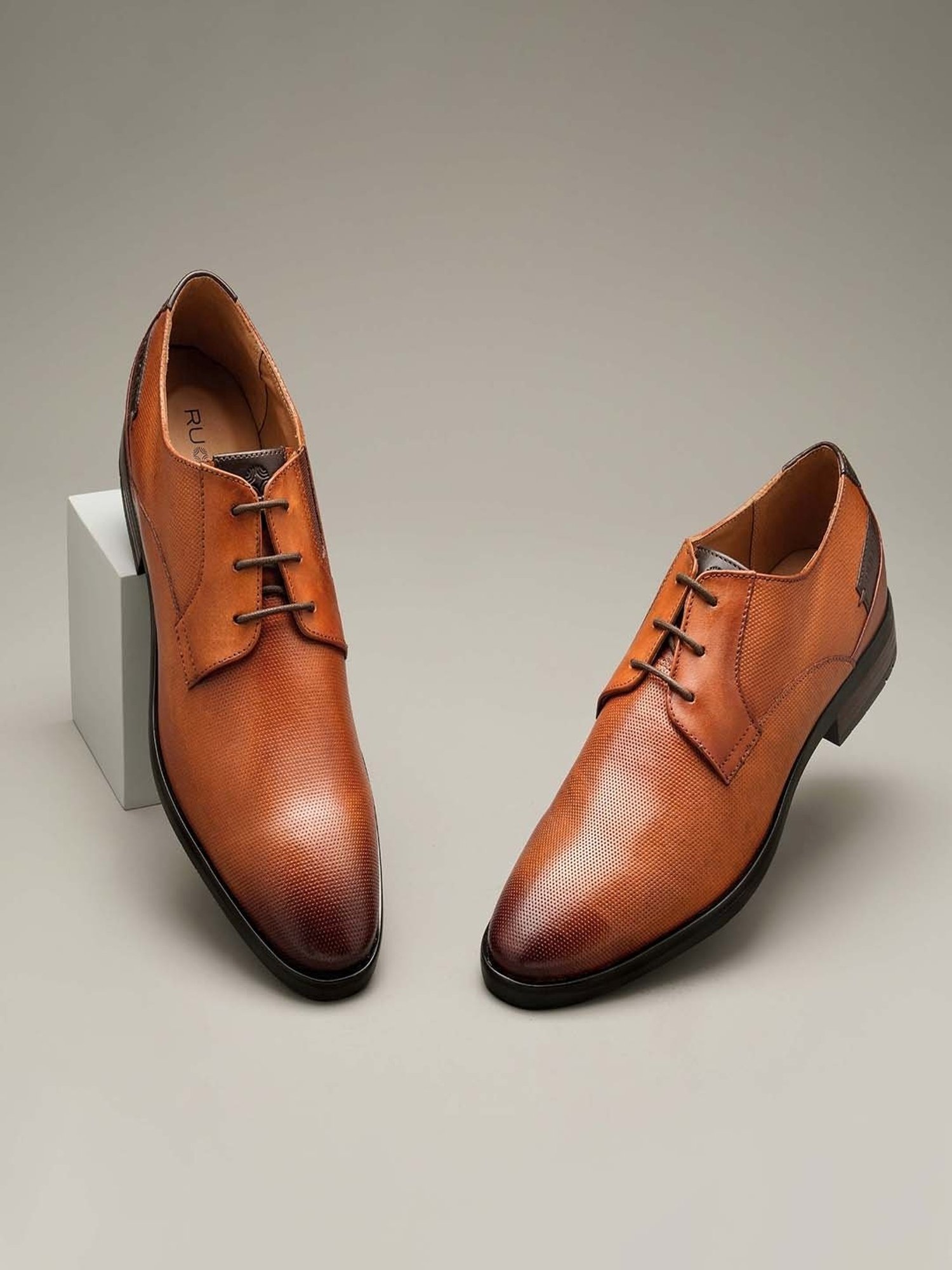 Ruosh Men's Tan Derby Shoes