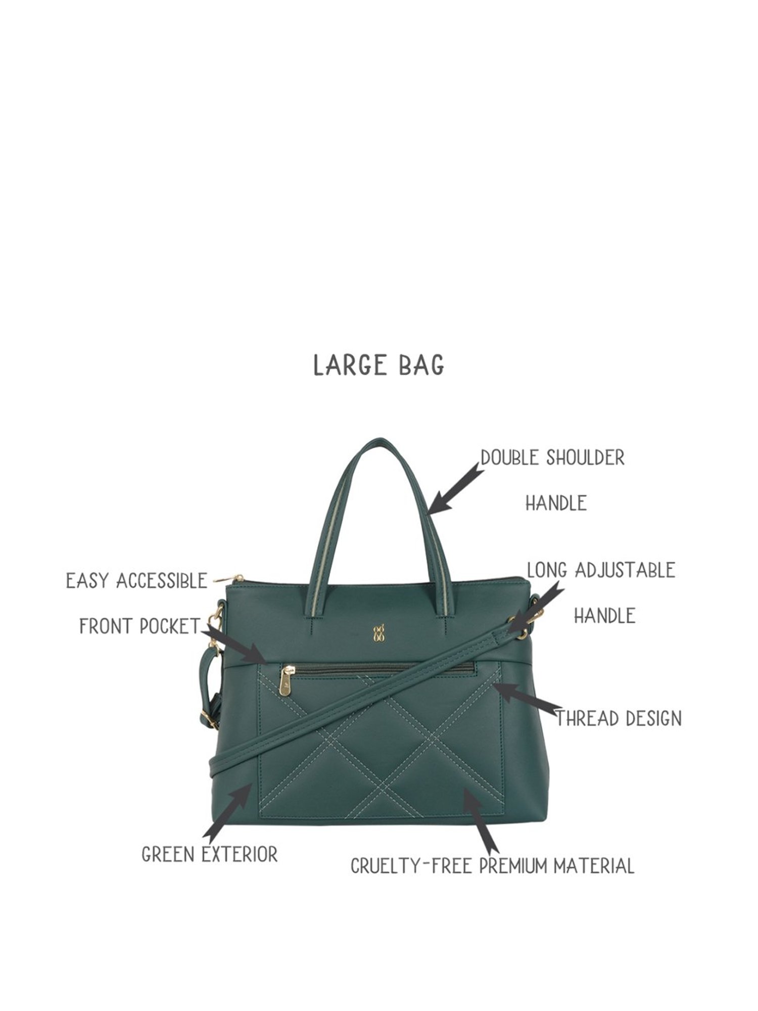 Baggit Green Textured Medium Handbag