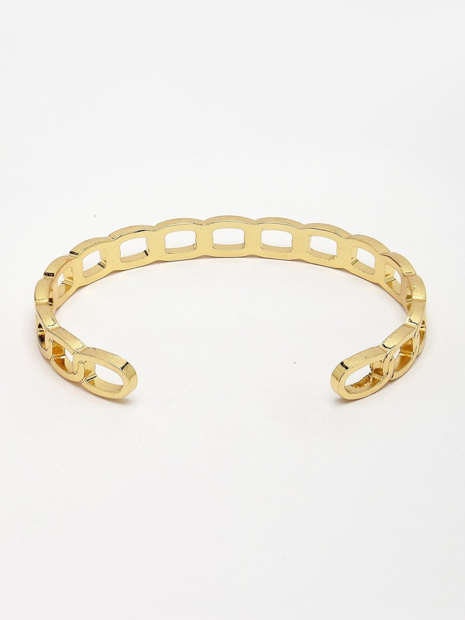 NVR Men Gold-Plated Metal Cuff Bracelet