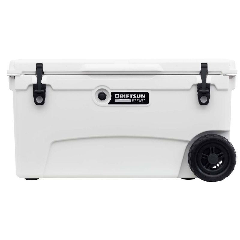Driftsun DS-ICE-70WHT Heavy Duty 70 Quart Rotomolded Thermoplastic UV Resistant Portable Insulated Hardside Ice Chest Beverage Cooler, White