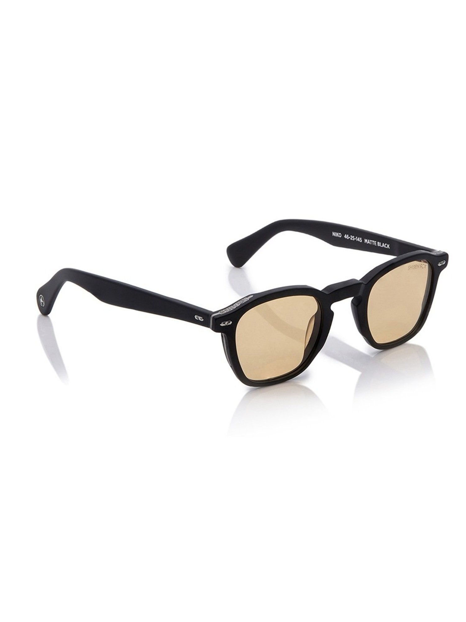 Shisen Fox Niko Matte Black Square Unisex UV Protection Sunglasses -46 mm