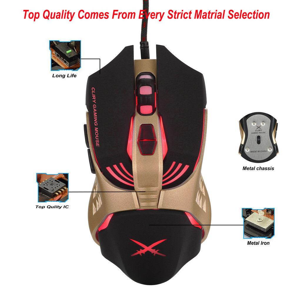 X2 4800DPI Wired 7D USB LED Backlight Gaming Mouse Mice For PC Laptop Desktop