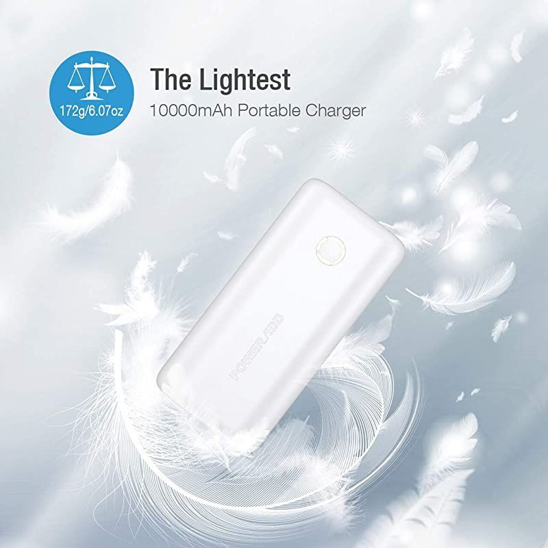 EnergyCell 10000, Ultra-Compact High-Speed Charging Portable Charger, Smallest and Lightest 10000mAh Power Bank Compatible for iPhone 11 XS X 8 Plus Samsung S10 Google LG iPad and More(white)