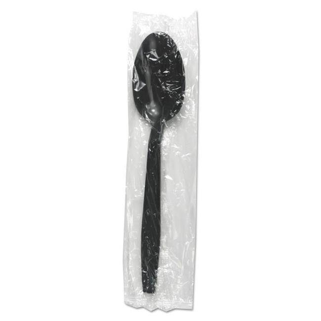 Boardwalk TSHWPPBIW Heavyweight Wrapped Polypropylene Cutlery Teaspoon - Black