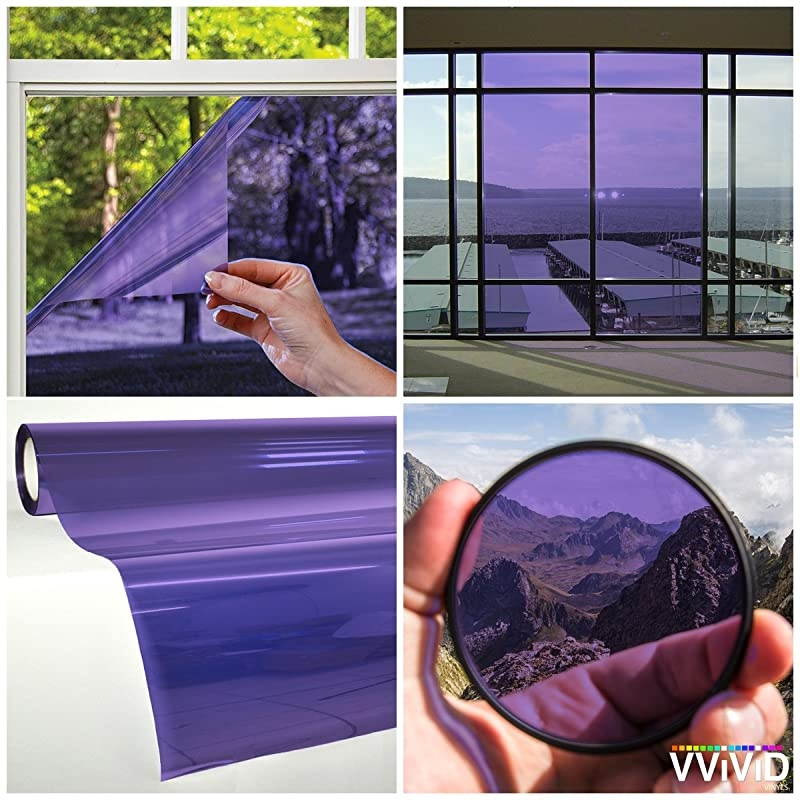 Transparent Colorful Vinyl Window Tinting Sheets 149ft x 5ft Purple