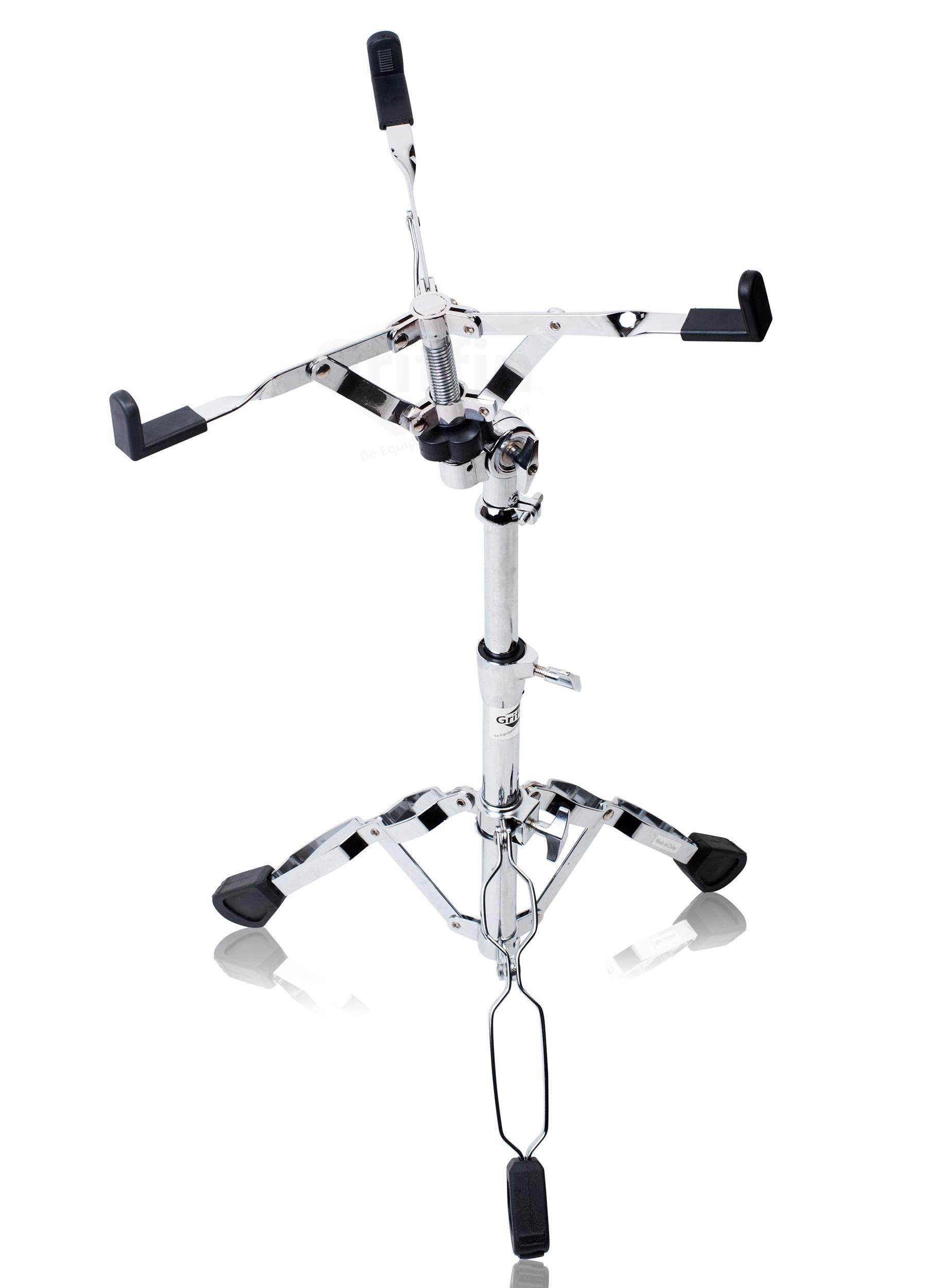 GRIFFIN Deluxe Snare Drum Stand | Percussion Hardware Kit with Key | Double Braced Medium Weight Mount for Snares, Tom Drums & Practice Pad | Adjustable Height & Tilting Gear Clamp Style Basket Holder