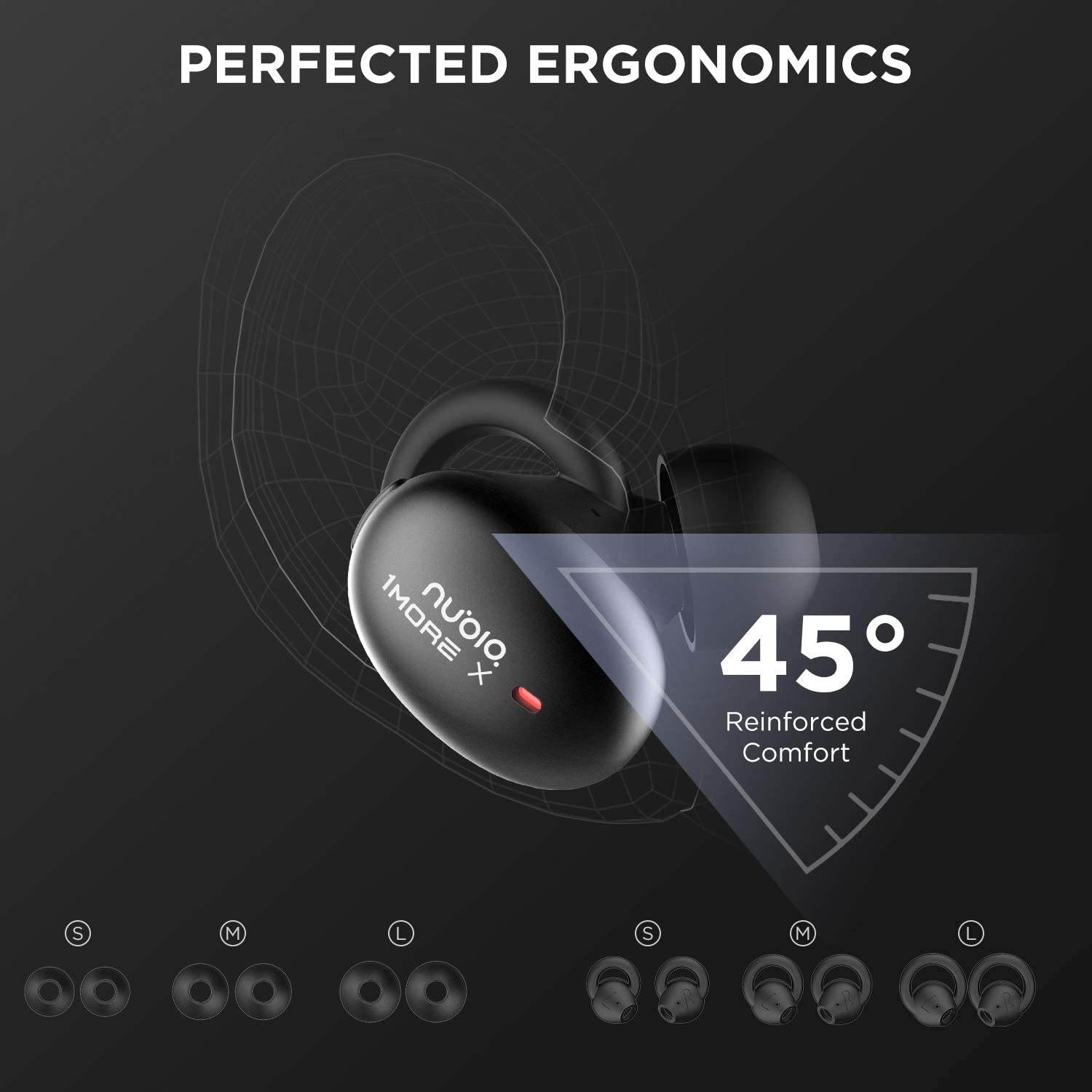 1MORE Stylish True Wireless Earbuds with Charging Case, Bluetooth 5.0, Alternate Pairing Modes in-Ear Headphones, Easy Control, Multiple Colorways, 24-Hour Playtime, Nubia Version, Black