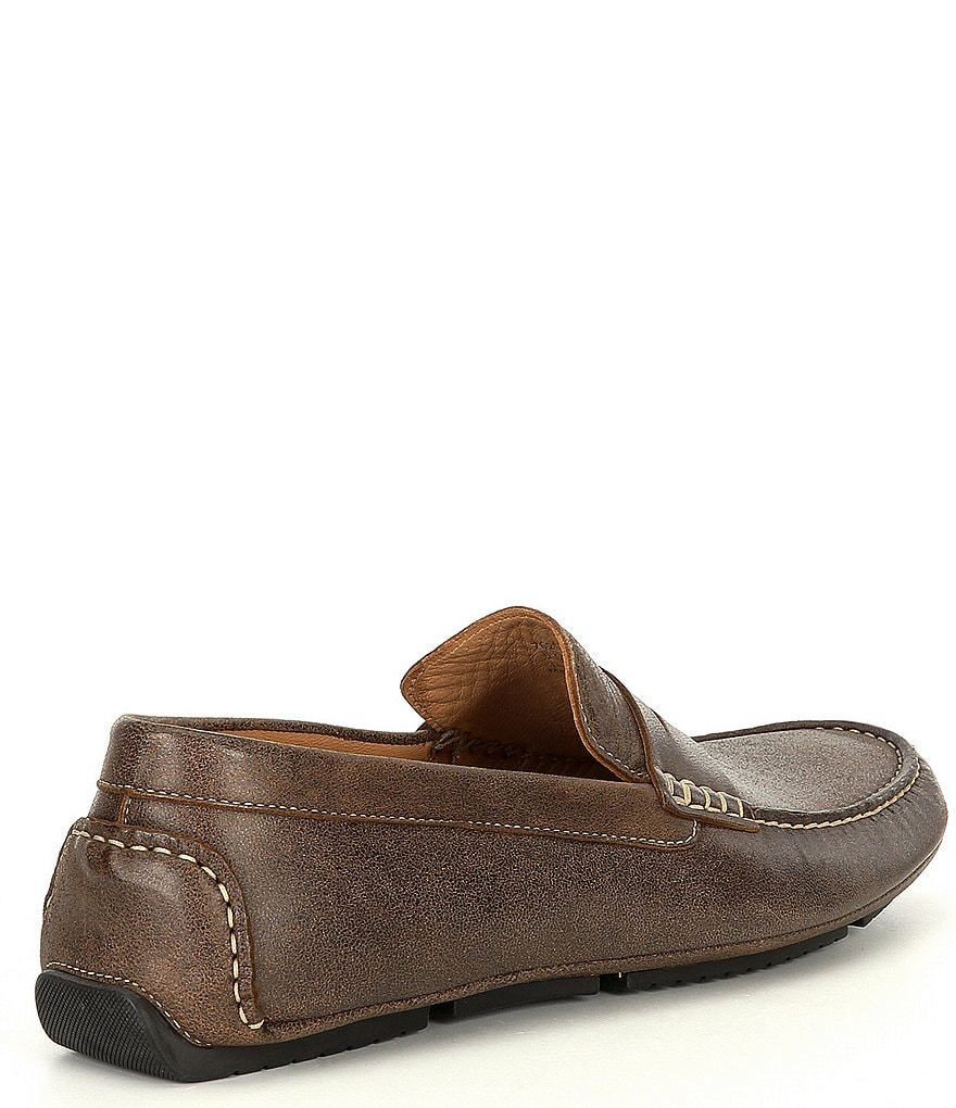 Flag LTD. Men's Morgan Distressed Vintage Leather Penny Loafer Moccasins