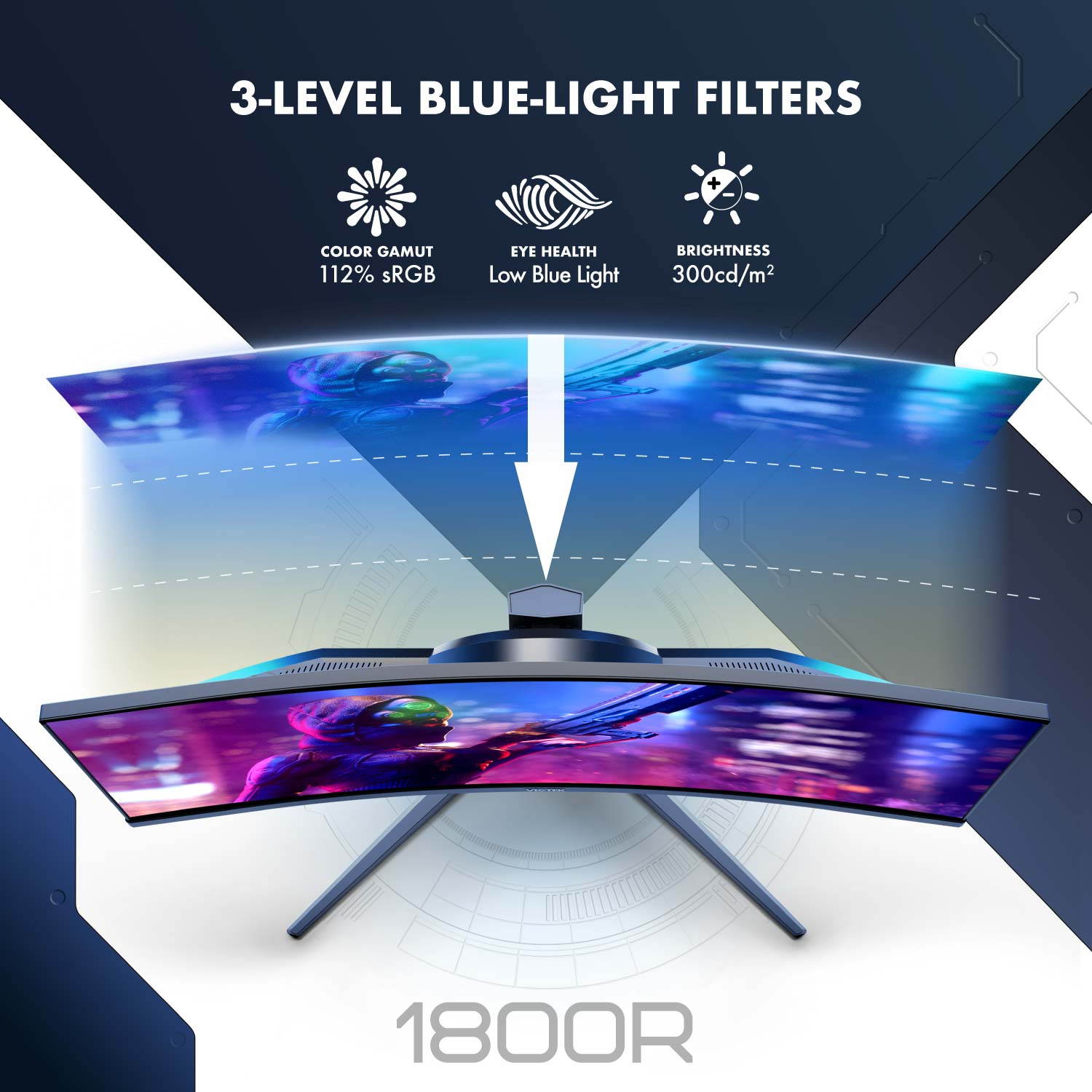 VIOTEK GNV30CBXA Advanced 30-Inch Curved 200Hz Gaming Monitor, 1080p Ultrawide 21:9, VA Panel w/ 112% sRGB, FreeSync & GSYNC-ready, HDMI 2.0 DP Audio Out VESA &mdash; 3 Years Zero Dead Pixels