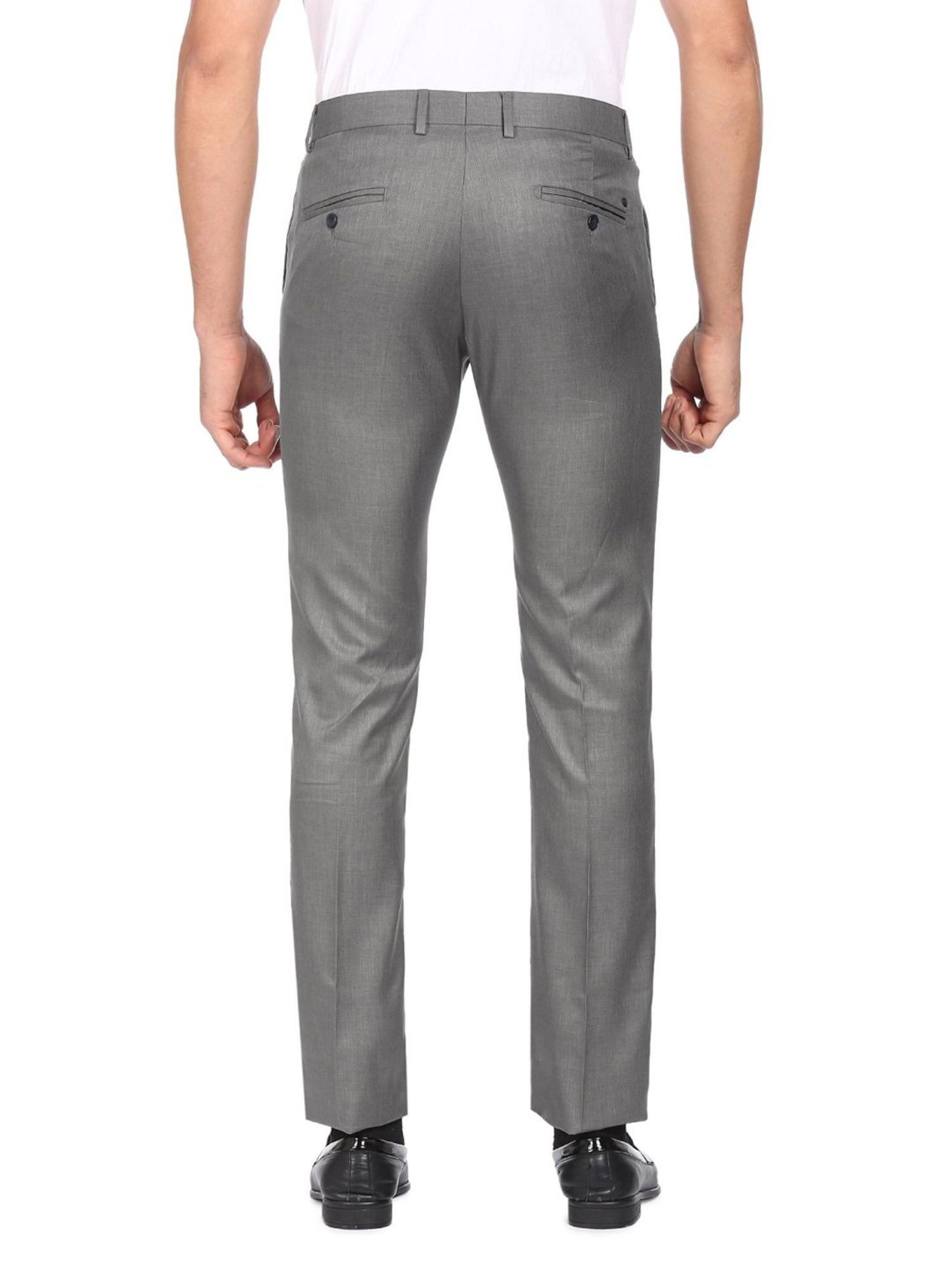 Arrow Grey Regular Fit Trousers