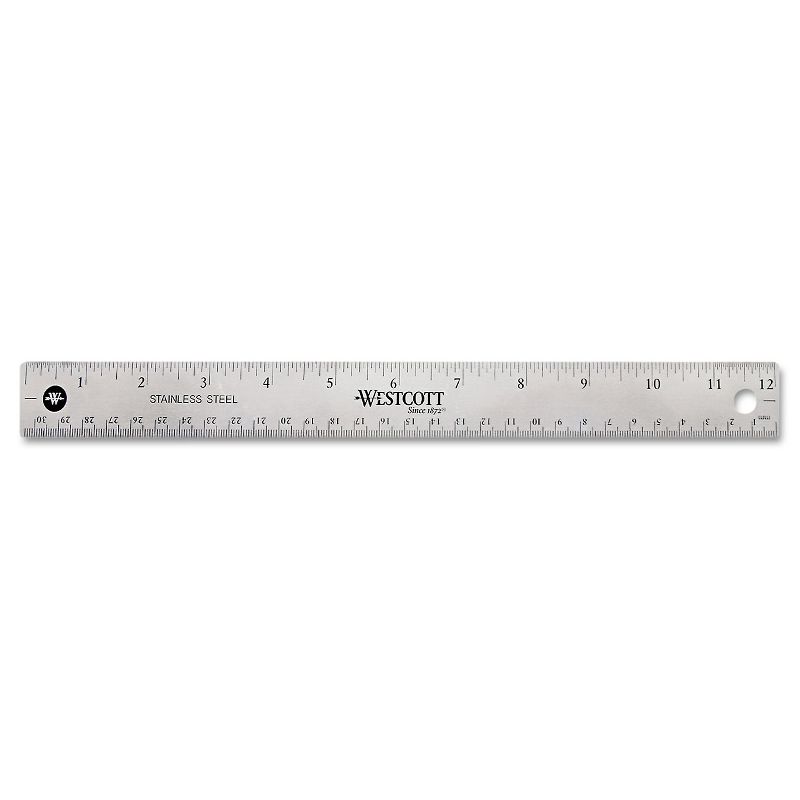 Westcott Stainless Steel Office Ruler With Non Slip Cork Base 12" 10415