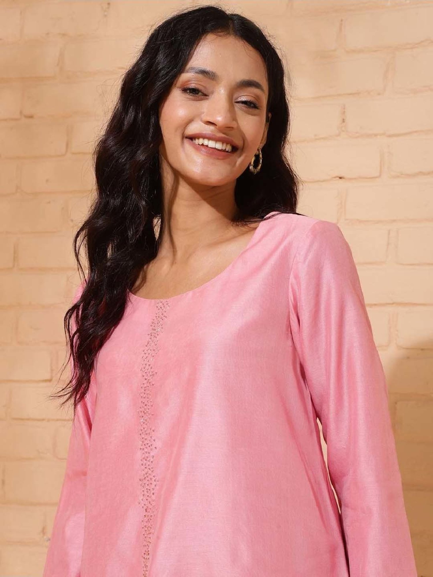 Fabindia Pink Embroidered Top