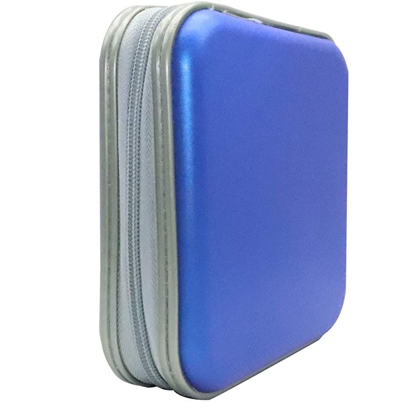 CD Case 40 Capacity DVD Storage DVD Case Holder VCD Wallet Organizer Protective Hard Plastic Portable Case Blue