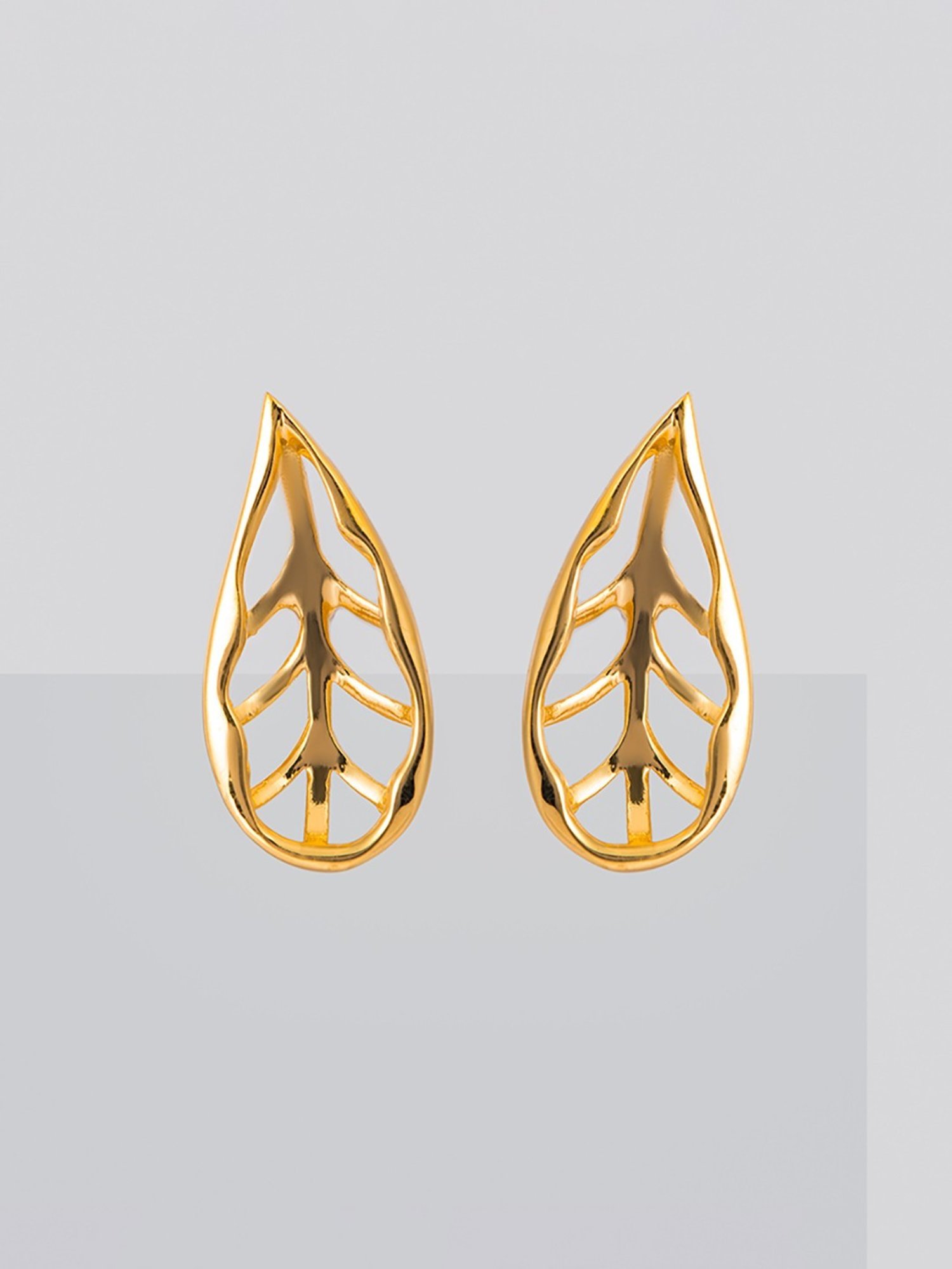 P.N.Gadgil Jewellers 22k Yellow Gold Cherished Leaf Stud Earrings