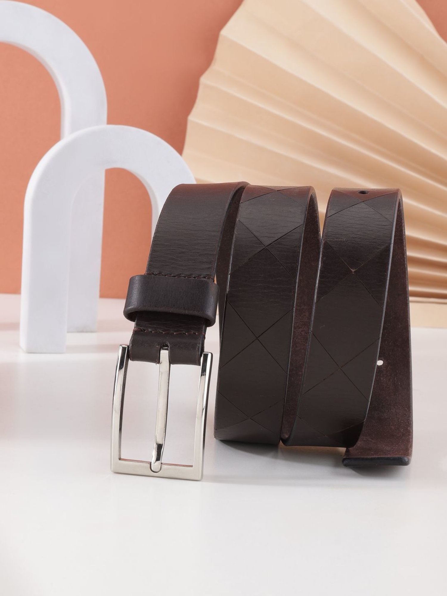 Hidesign Mariko Brown Solid Leather Narrow Belt