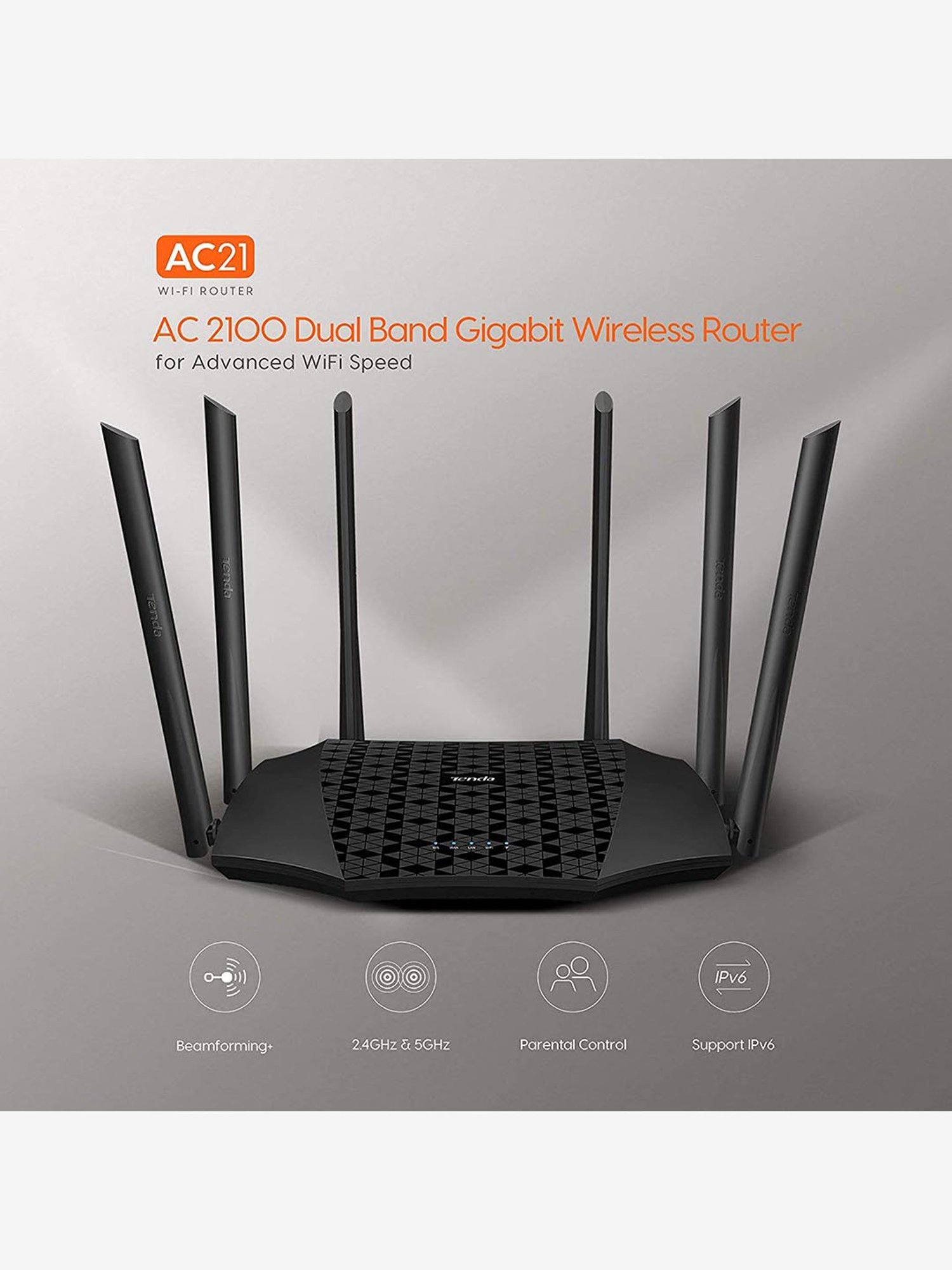 Tenda AC21 AC2100 Dual Band Wireless Gigabit Router (Black)