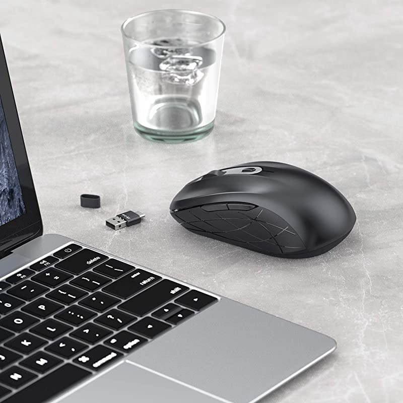 Wireless Mouse 24G  Computer Mouse for Laptop with Adjustable DPI 100016002400 Level Mouse Wireless with PCDesktopWindowsMAC OS of Mac Mouse Black and Sliver