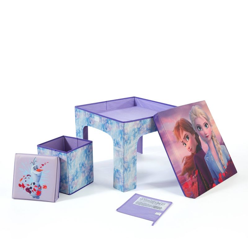 3pc Frozen Collapsible Set with Storage Table and 2 Ottomans