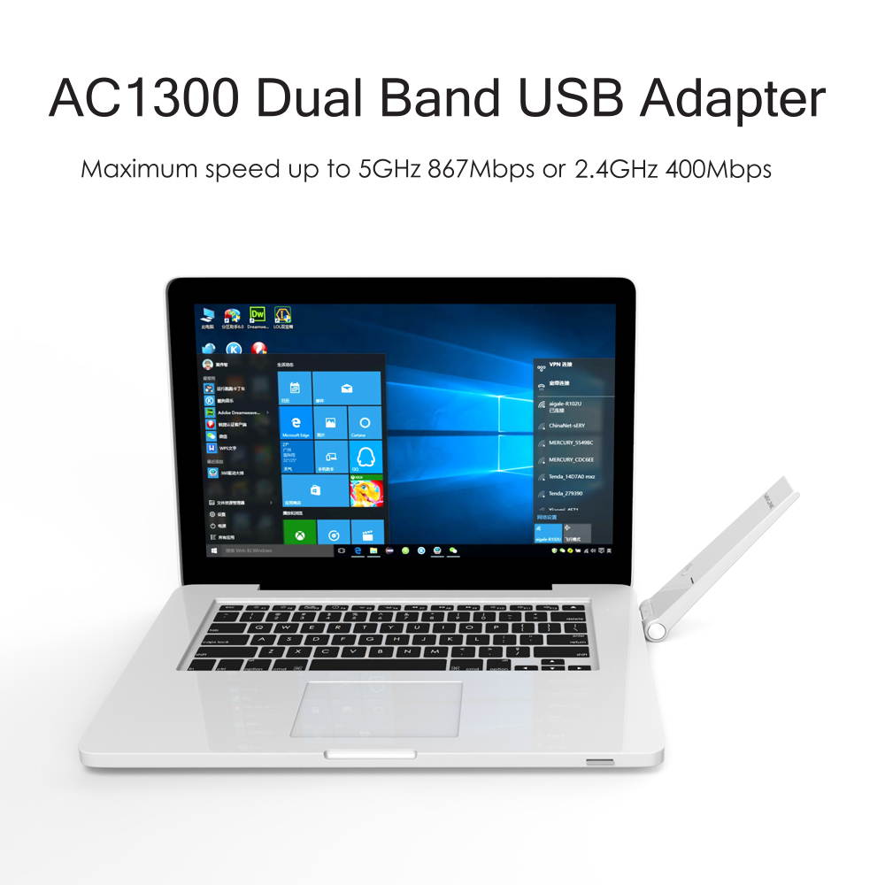 Wavlink AC600 USB Wifi Adapter, 600Mbps Dual Band Wireless Adapter, 802.11ac, High Gain 3dbi Antenna Network Adapter, 2.4G/150Mbps + 5G/433Mbps For PC, Windows XP/Vista/7/8/8.1/10 (32/64bits) MAC OS