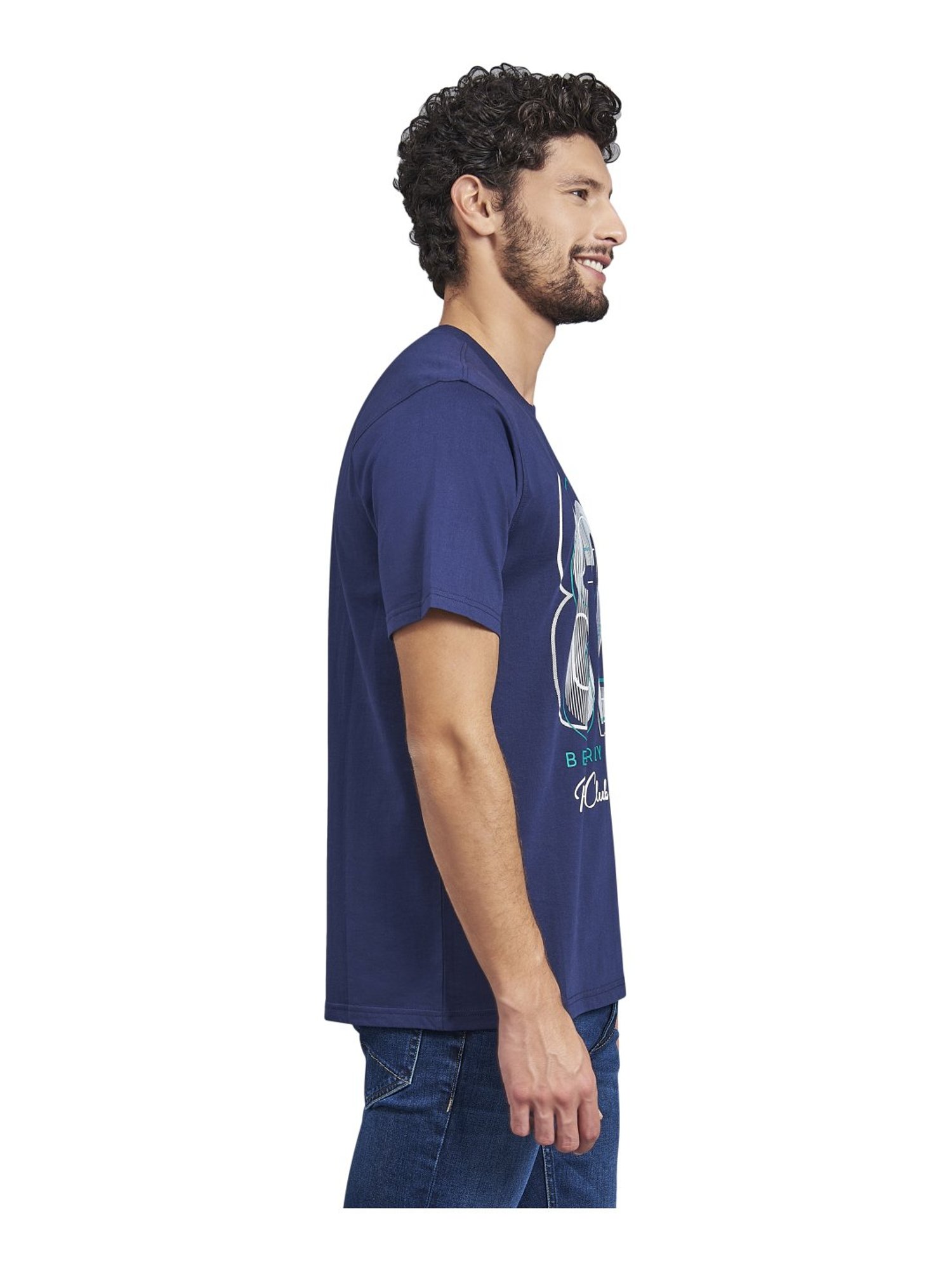 Beverly Hills Polo Club Navy Cotton Regular Fit Printed T-Shirt