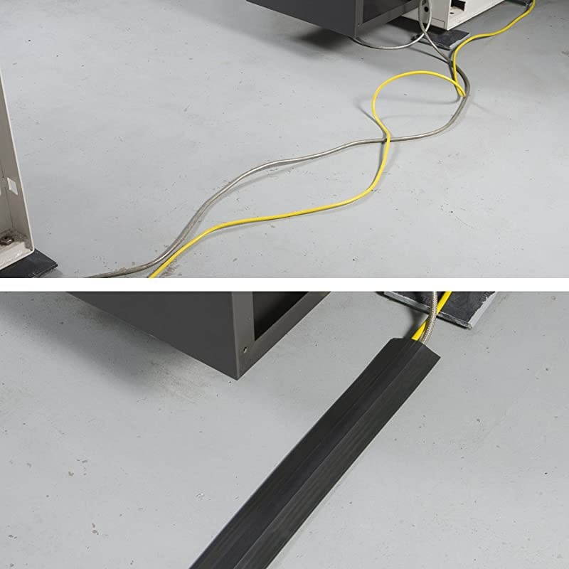 Floor Cord Cover Heavy Duty Cord Protector FC83B 6 Foot Linkable | Protect Cords and Prevent a Trip Hazard | Cable Cavity 1 316 W x 38 H | Black