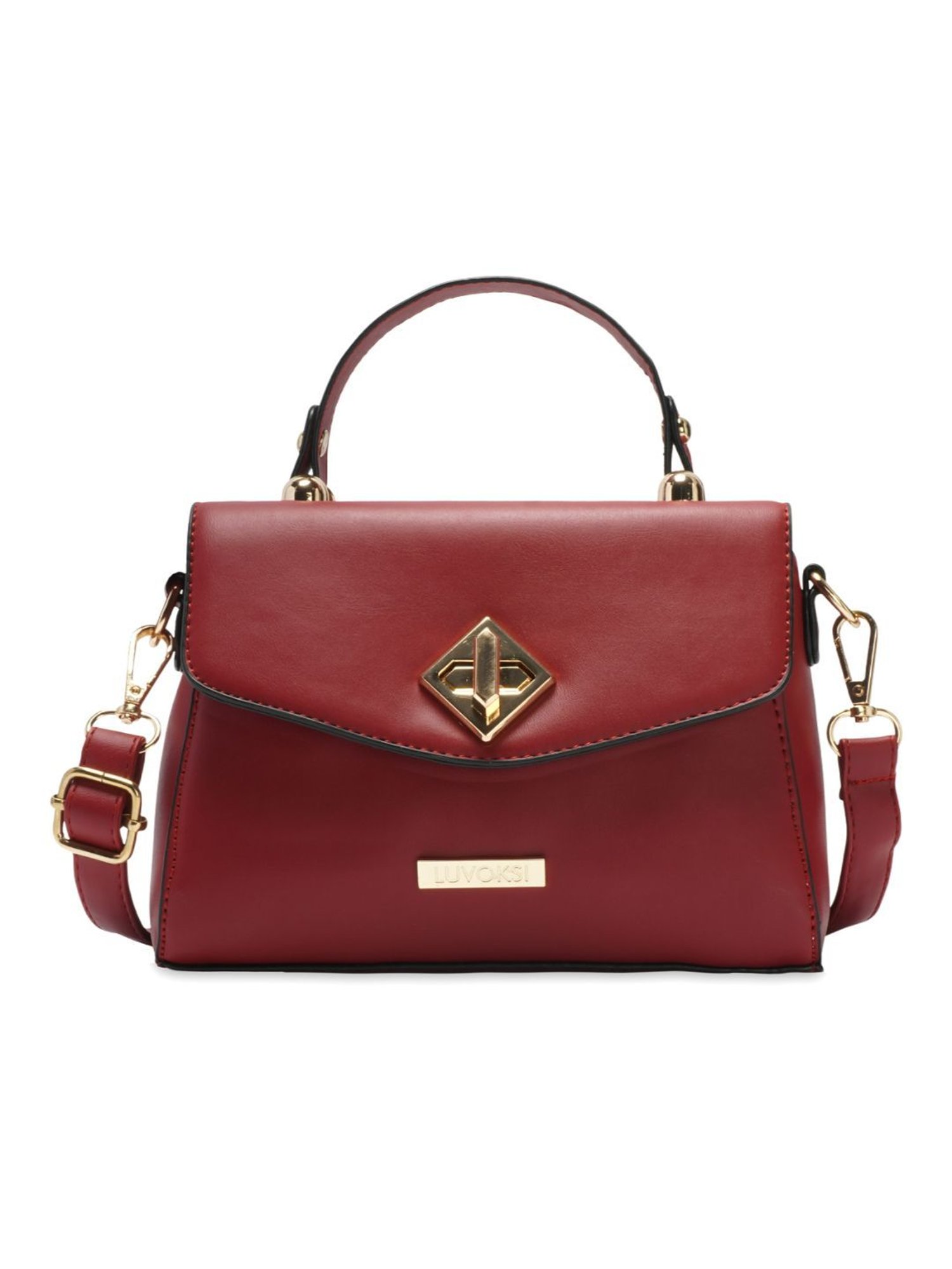 Luvoksi Maroon Solid Medium Cross Body Bag