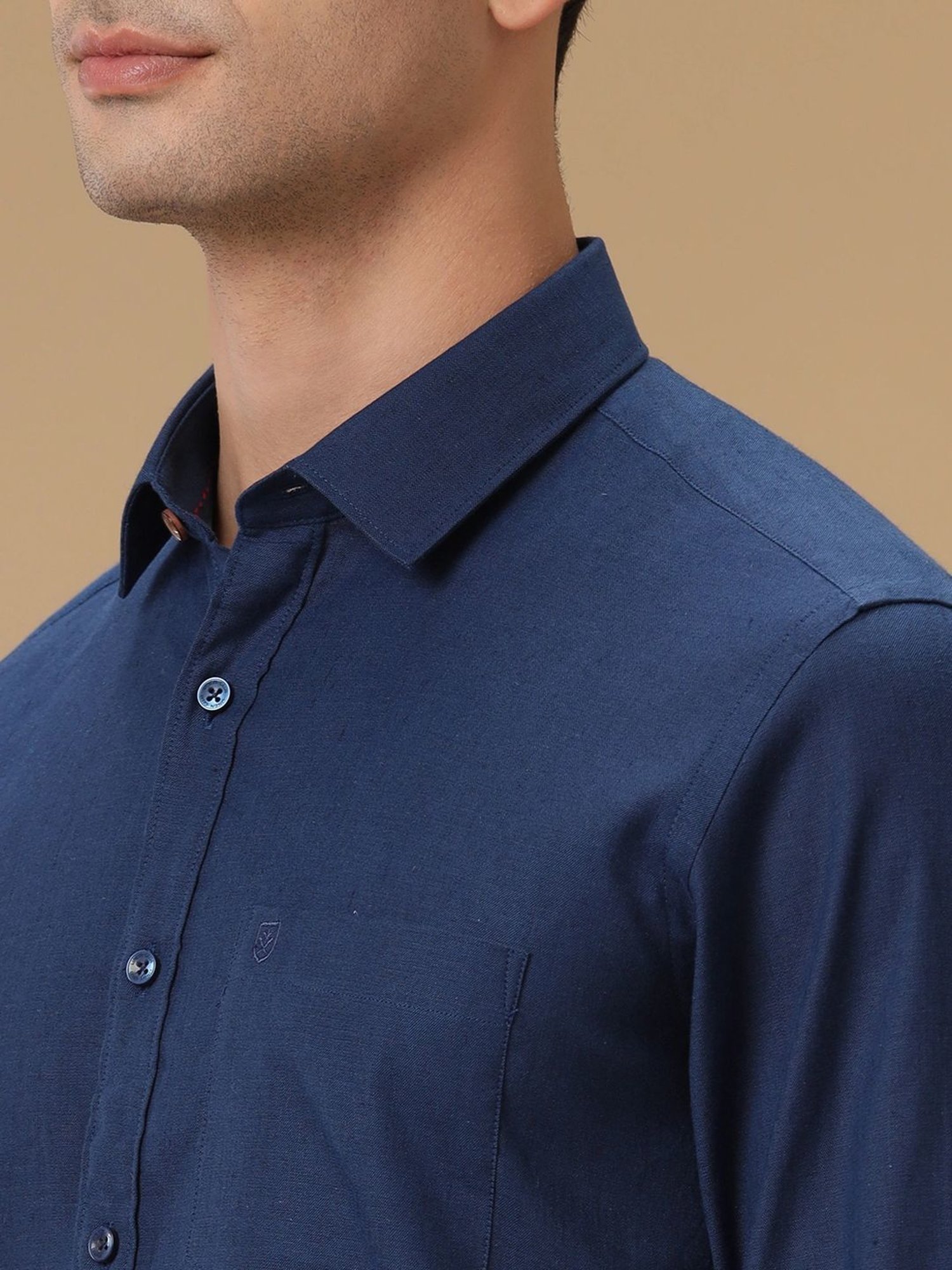 Linen Club Blue Contemporary Fit Shirt