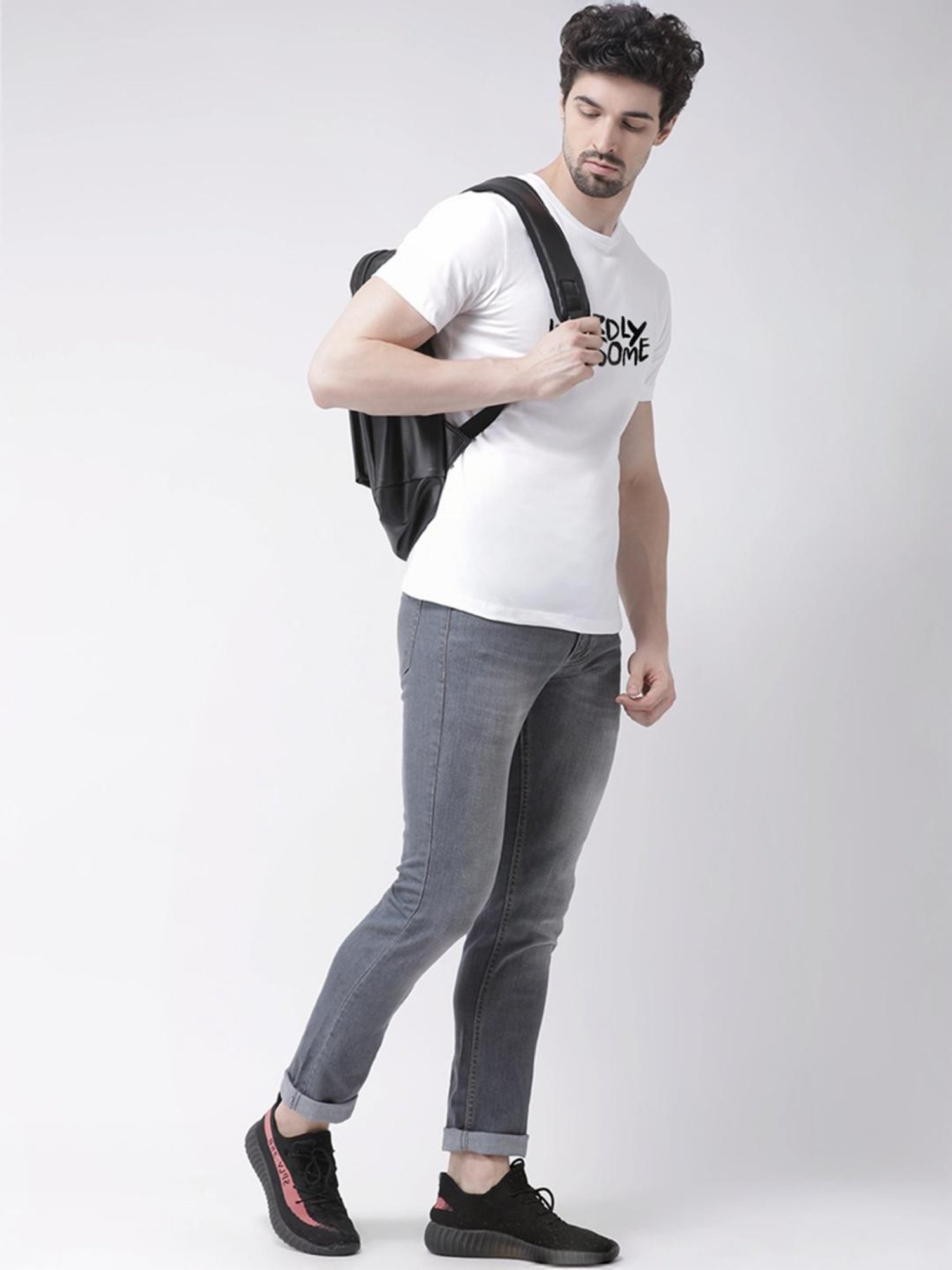 Friskers White Cotton Slim Fit Printed T-Shirt