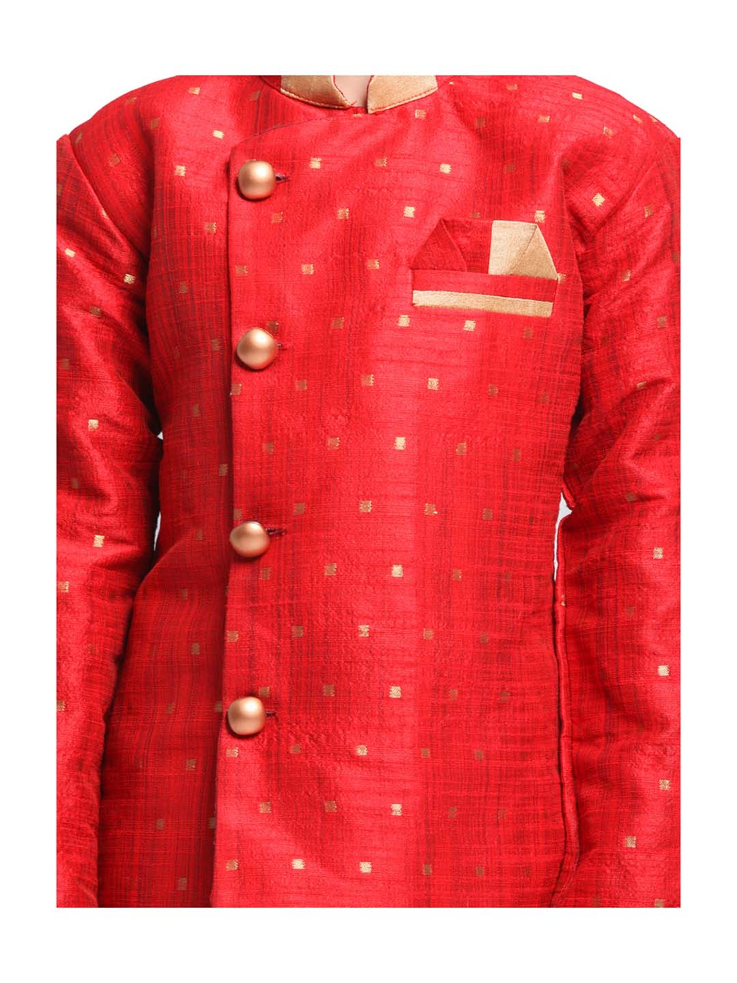 VASTRAMAY Boys Turquoise Floral Full Sleeves Indowestern