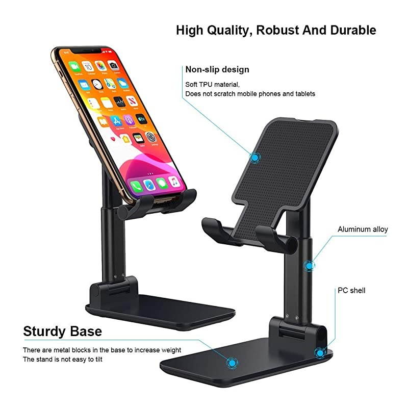 Adjustable Cell Phone Stand Foldable Tablet Stand Portable Phone Holder for Desk Compatible with iPhone 11 Pro XS Max XR X Samsung Galaxy S10 S9TabletsDark Blue
