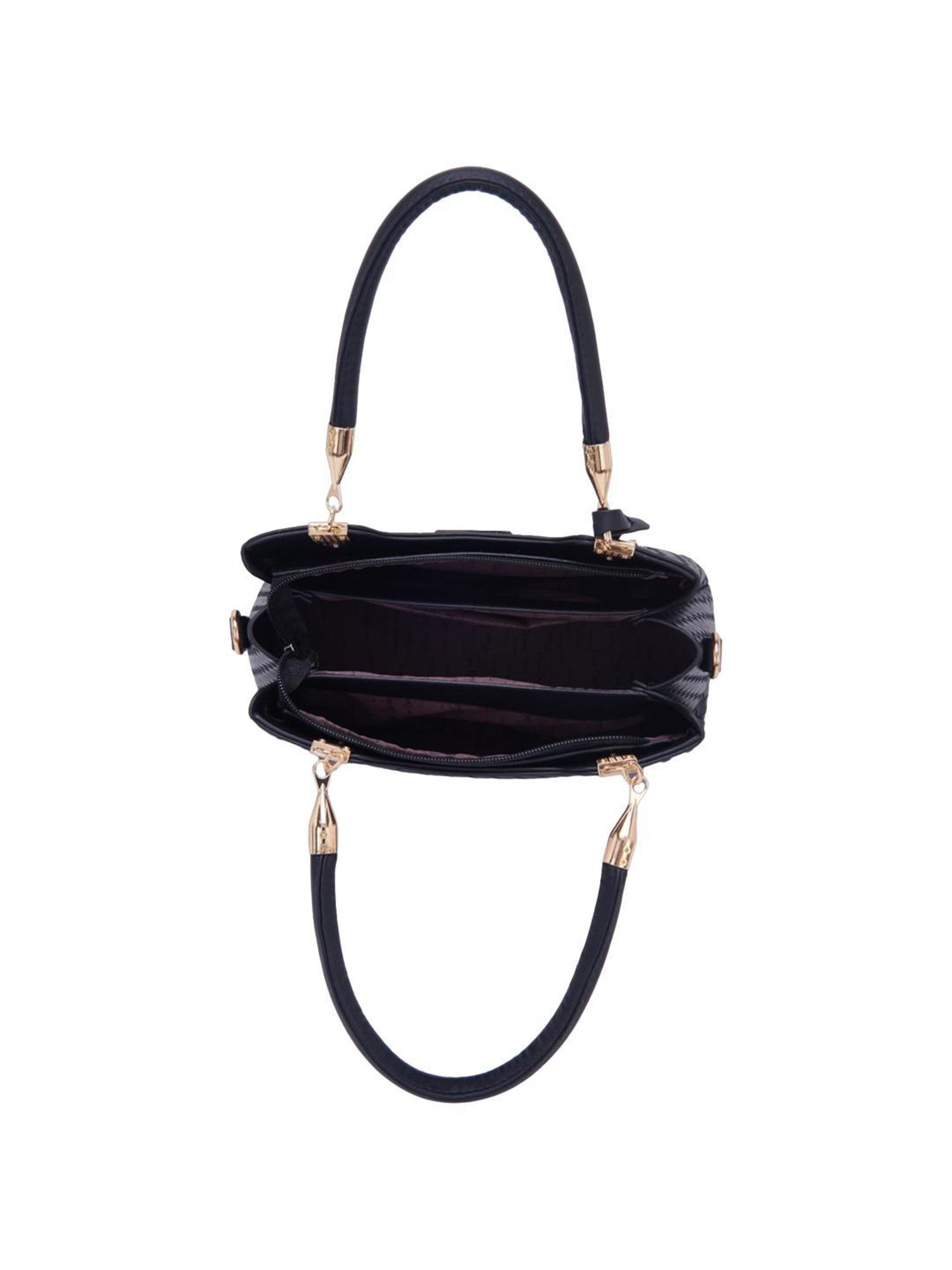 Pierre Cardin Black Textured Satchel Handbag