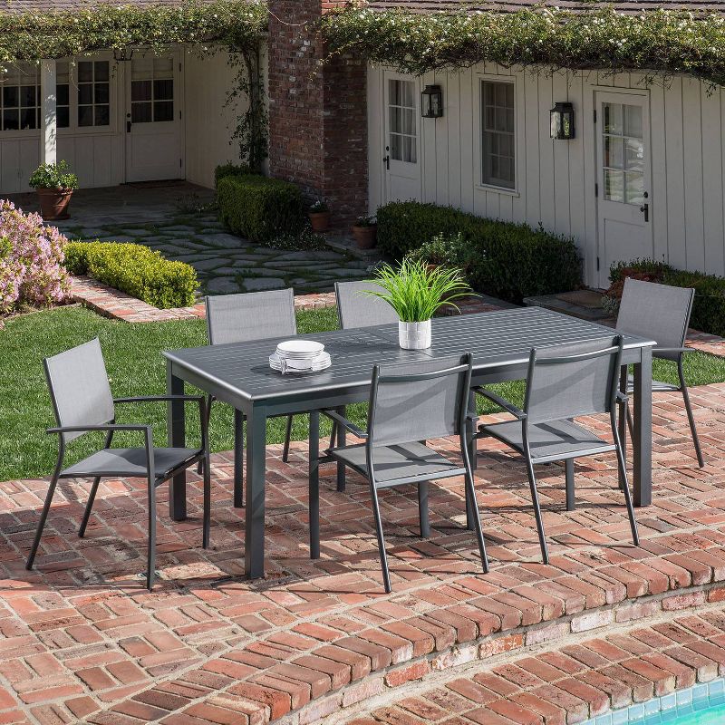 Dawson 7pc Aluminum Patio Dining Set with Extension Table - Hanover
