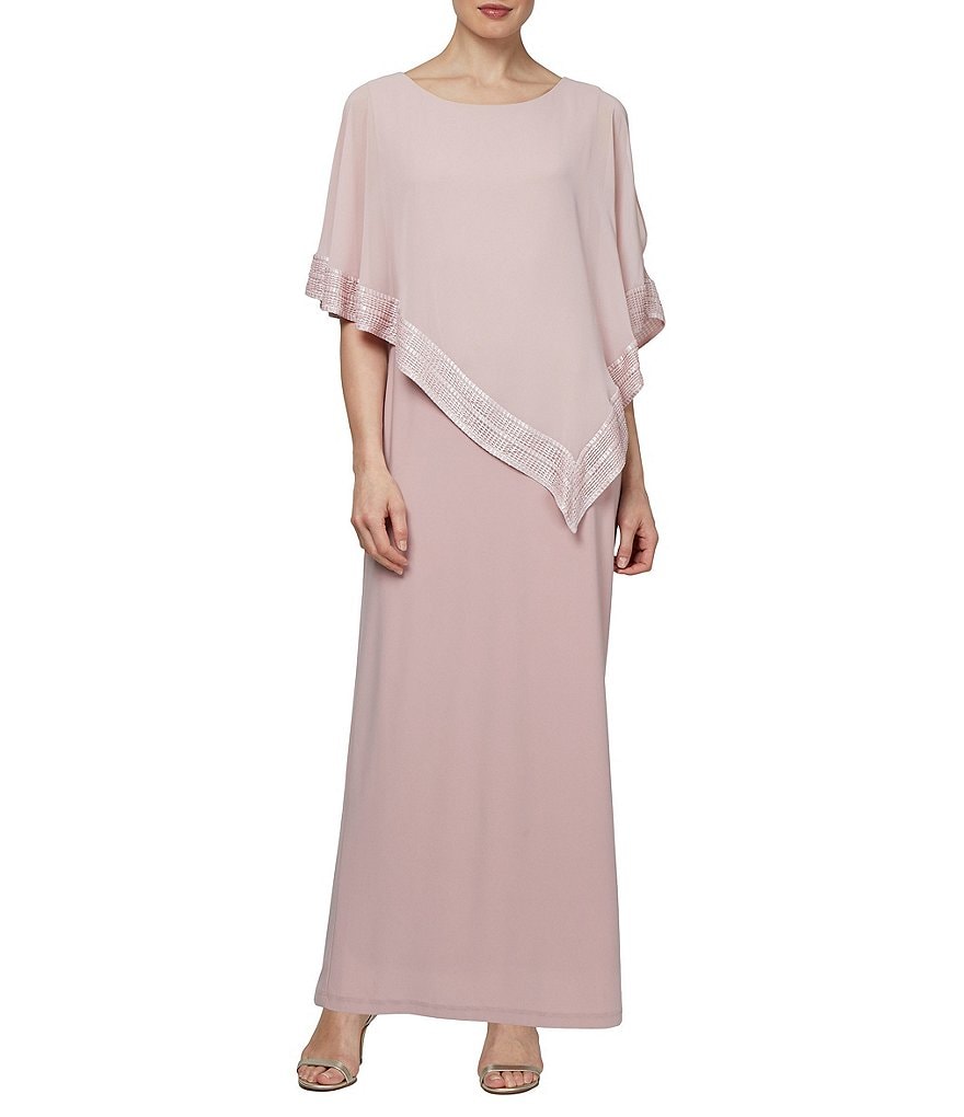 Ignite Evenings Asymmetrical 3/4 Cold Shoulder Sleeve Popover Sheath Dress