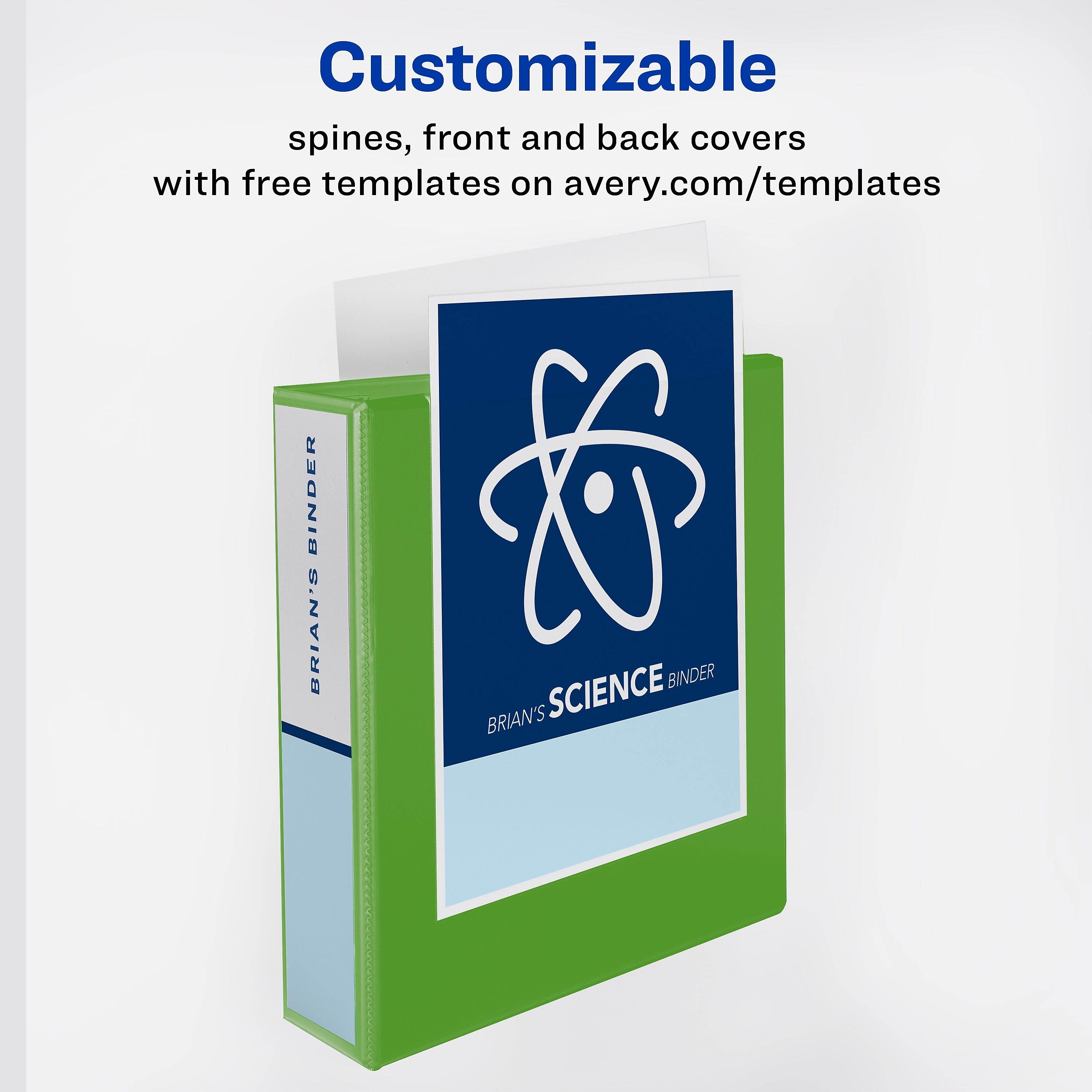 Avery Heavy-Duty View Binder 3 Rings 2" Capacity 11 x 8.5 Green 79683