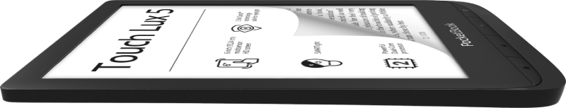 PocketBook Touch Lux 5 (Black). Display: 6" E Ink Carta&trade;; Dual Core (2&times;1 GHz); RAM: 512 MB; Flash memory: 8 GB; Wi-Fi; SMARTlight; Touchscreen; Battery: 1500 mAh (Li-Ion Polymer).