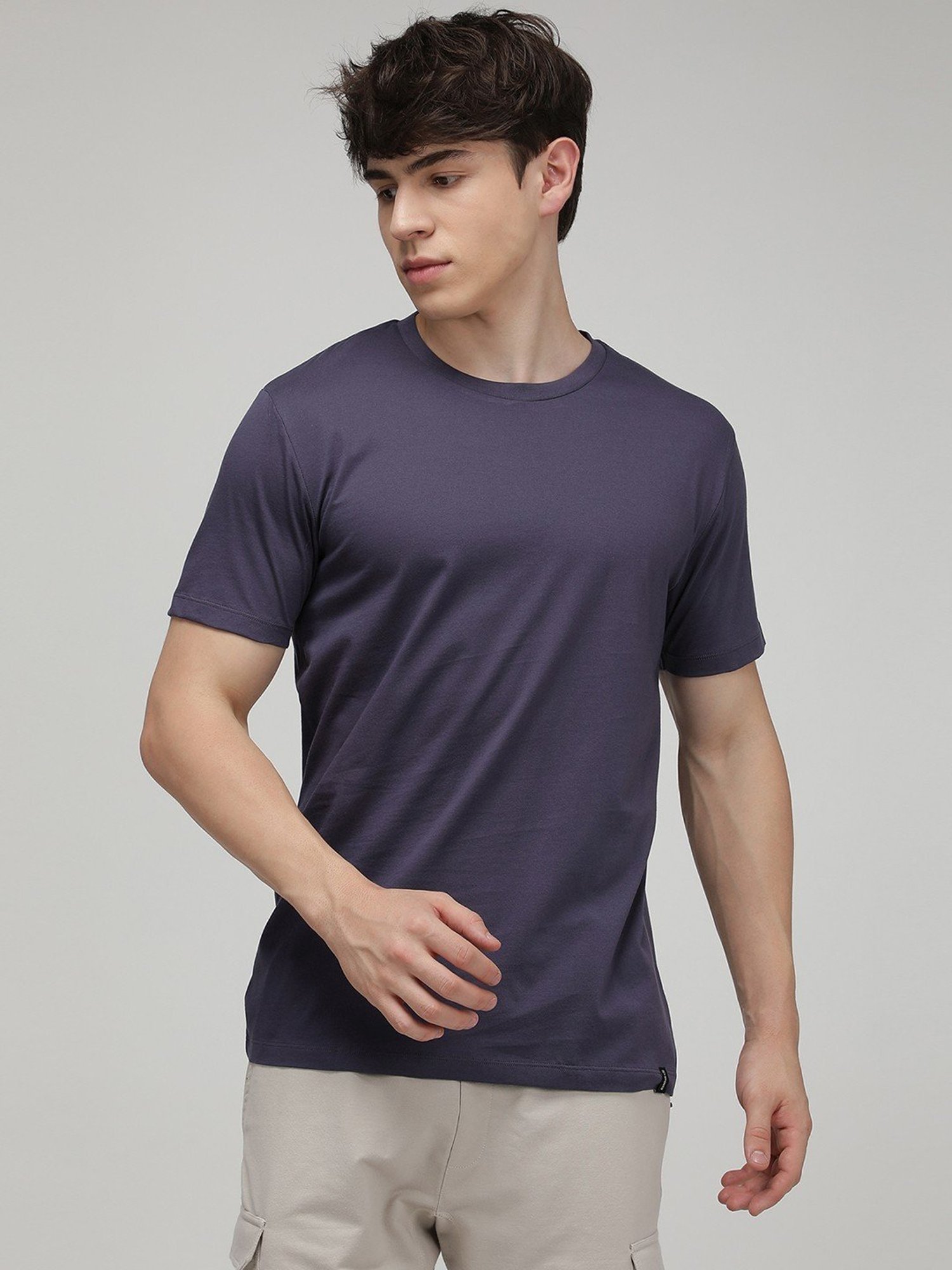 Sporto Steel Grey Slim Fit T-Shirt