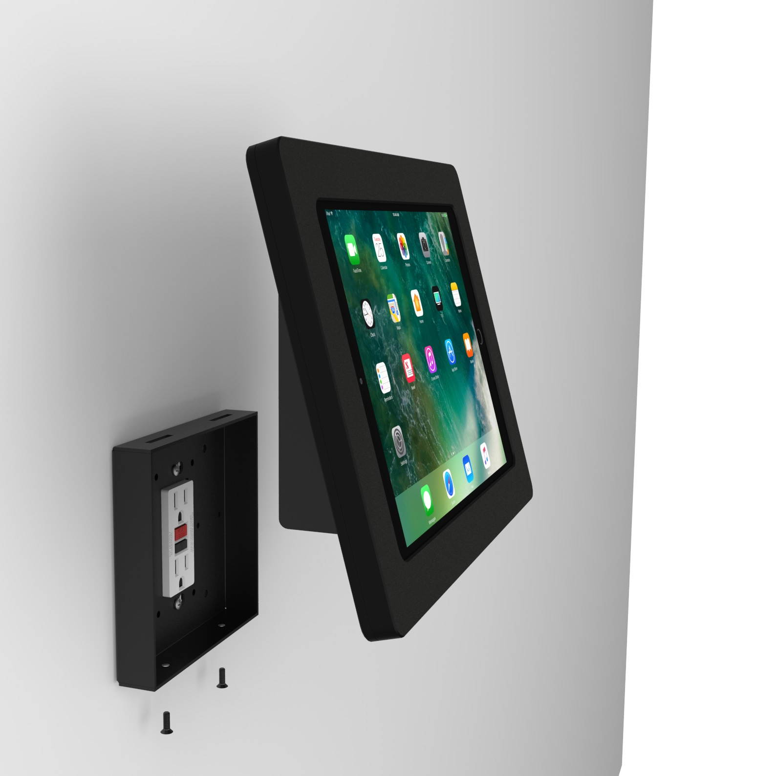 VidaMount Black Enclosure and Fixed Tilted 15&deg; Wall Mount [Bundle] compatible with iPad Pro 10.5" & Air 3rd Gen