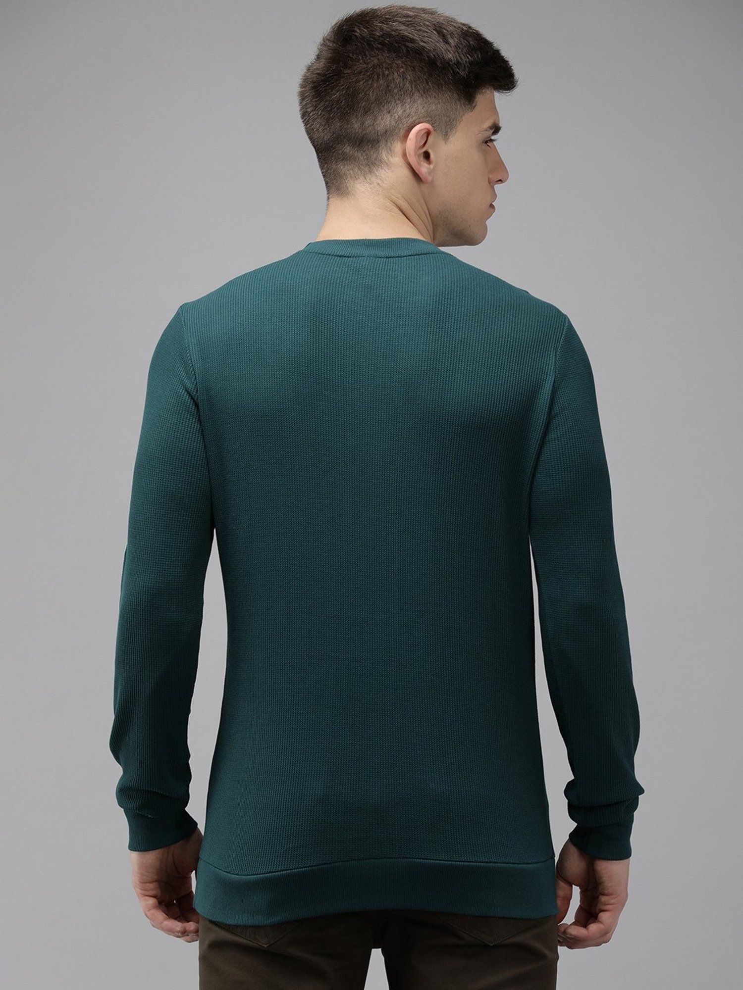 The Bear House Teal Slim Fit Cotton Crew T-Shirt