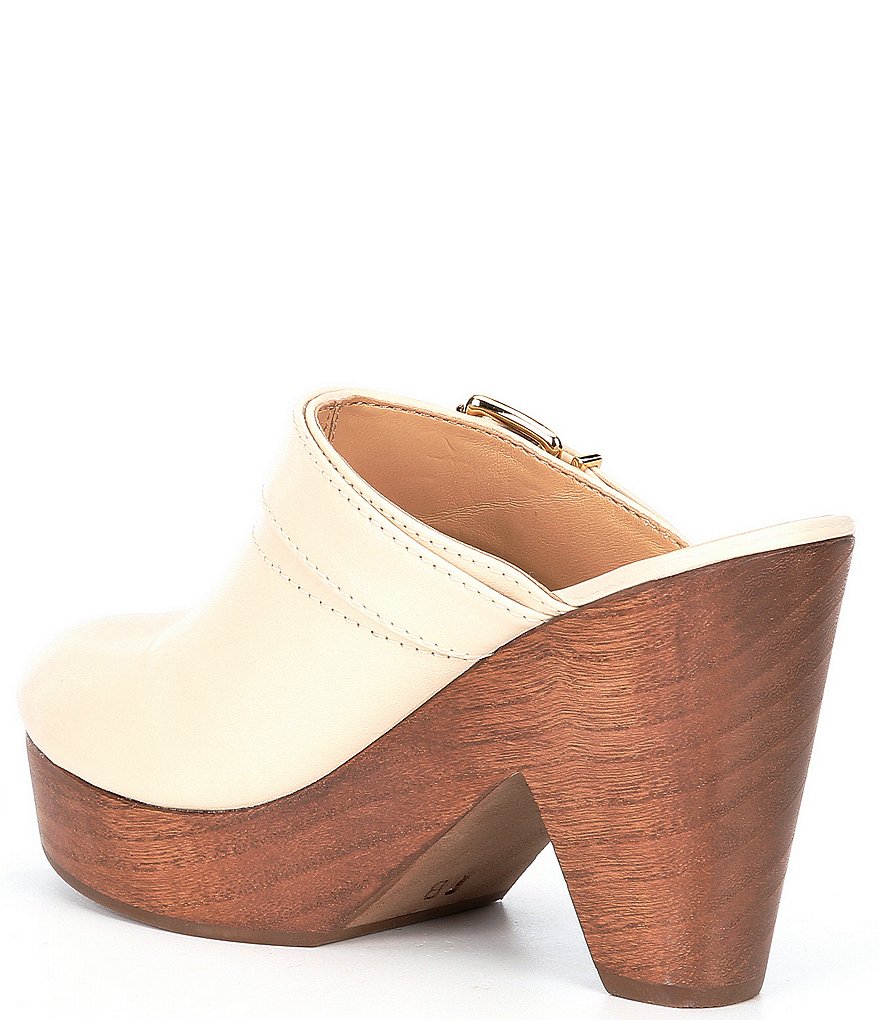 Schutz Nikyta Leather Buckled Strap Platform Mule Clogs