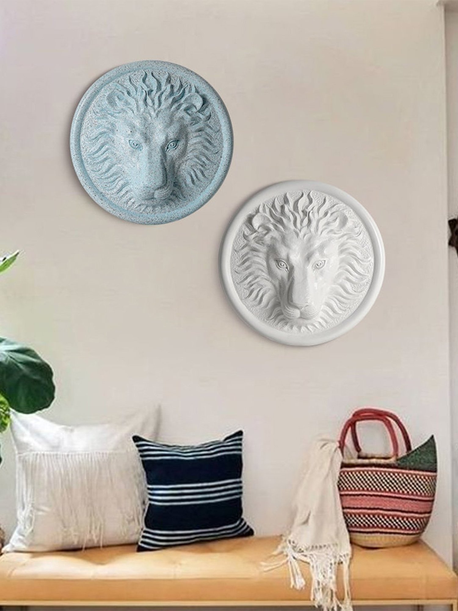 The Artment Blue Resin Surreal Lion Head Wall Art