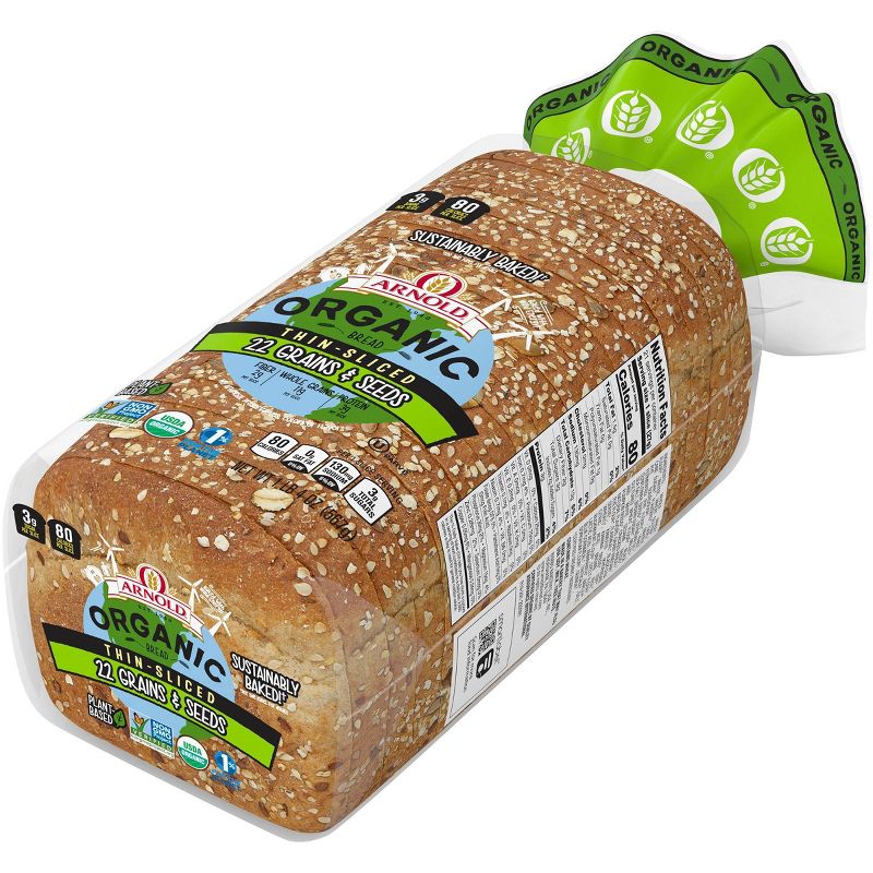 Arnold Organic Thin Sliced 22 Grains and Seeds Bread - 20oz