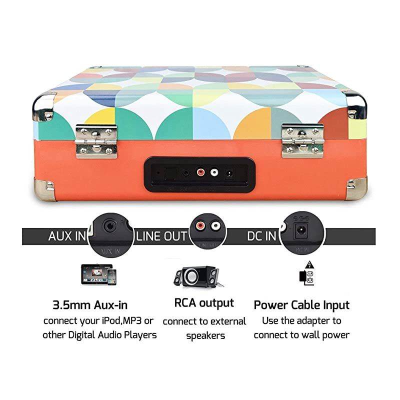Record Player Turntable Suitcase with MultiFunction BluetoothFM RadioUSB and SD Card PortVinyl to MP3 Converter
